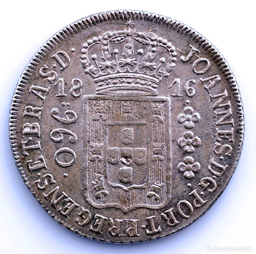 Monedas antiguas de Am&eacute;rica: SC-Brasil. Juan VI. 960 Reis 1816. ACU&Ntilde;ADA SOBRE 8 REALES ESPA&Ntilde;OL. Plata 26,7 g.