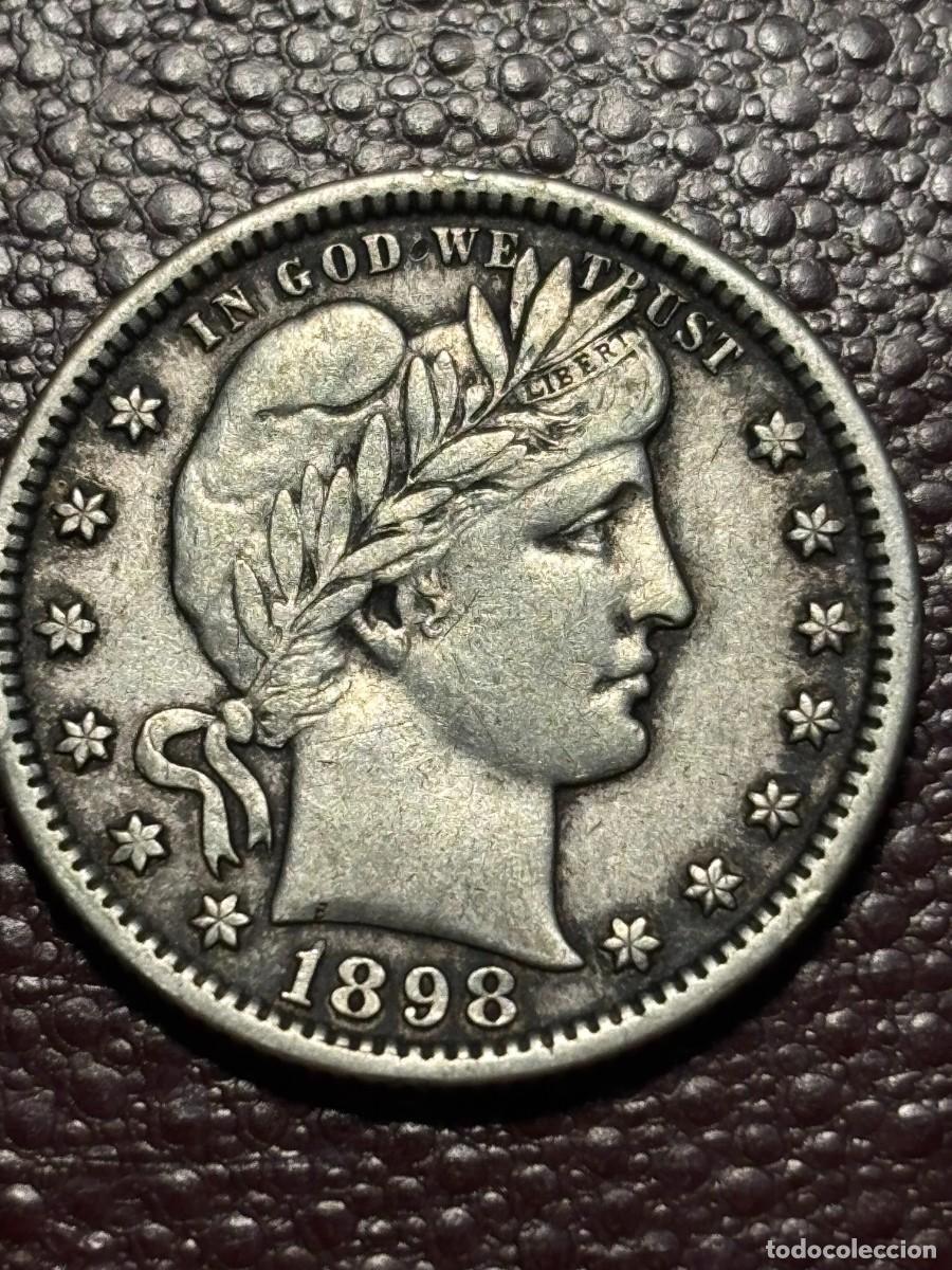 Monedas antiguas de Am&eacute;rica: 1/4 Quarter Dollar. Estados Unidos de America. 1898. Plata. VF