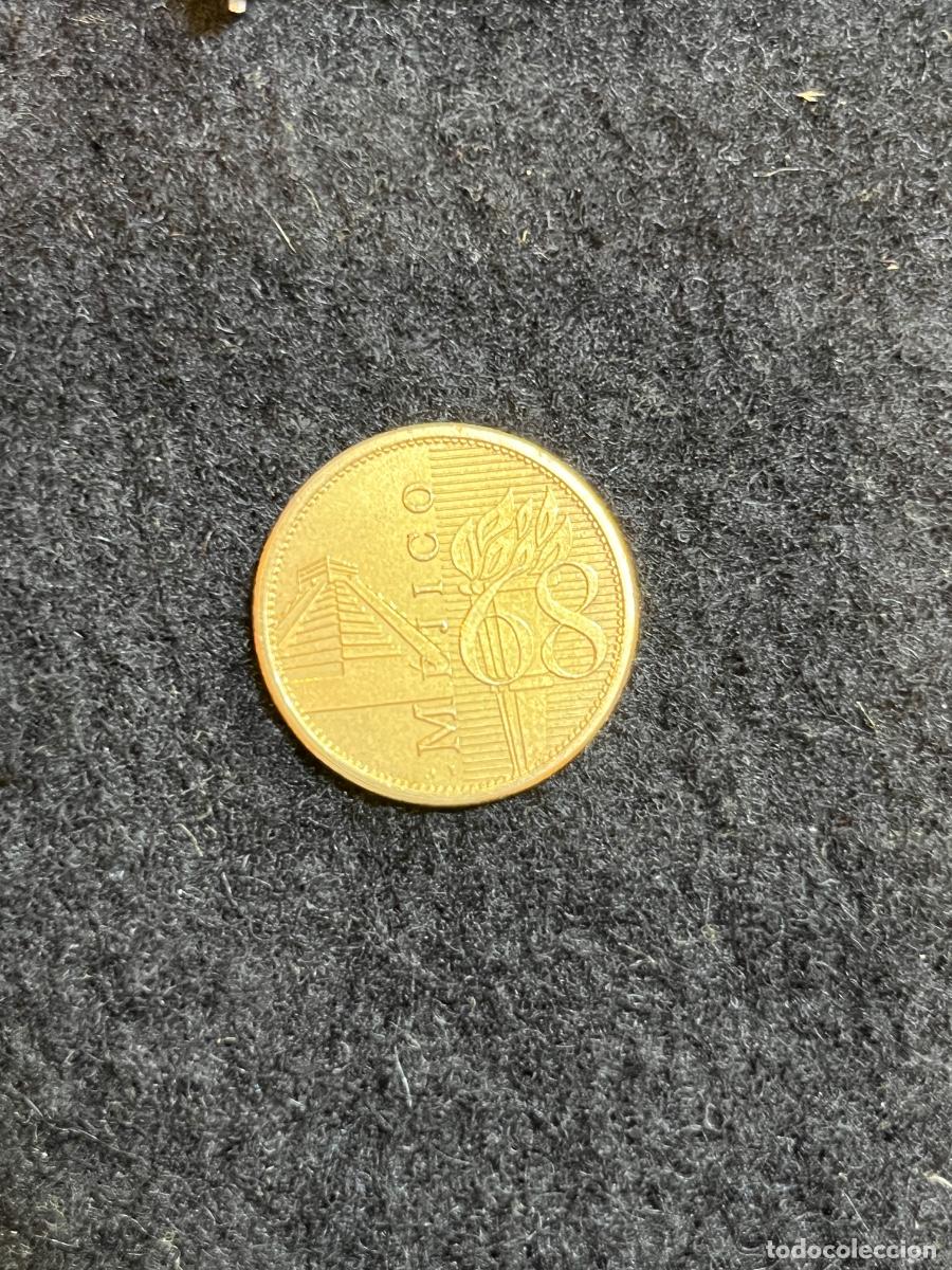 Moedas antigas da Am&eacute;rica: Medalla Moneda Conmemorativa M&eacute;xico 1968 XIX Juegos Ol&iacute;mpicos Souvenir Dorada
