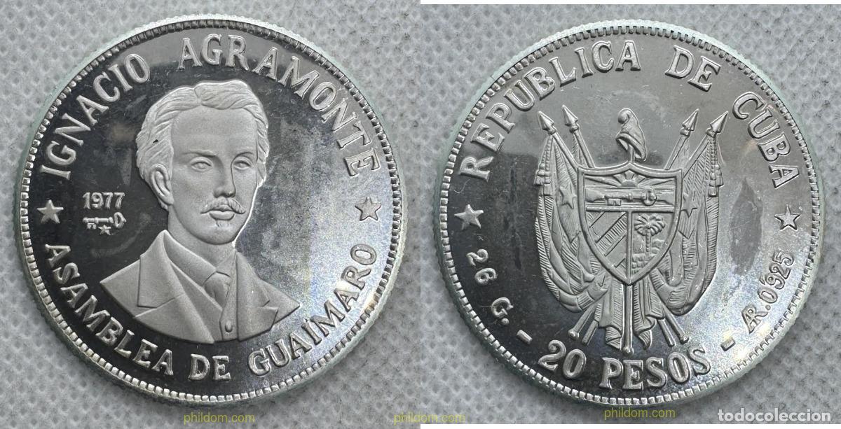 Monedas antiguas de Am&eacute;rica: 5553 CUBA 1977 20 PESOS 1977 IGNACIO AGRAMONTE ASAMBLEA GUAIMARO