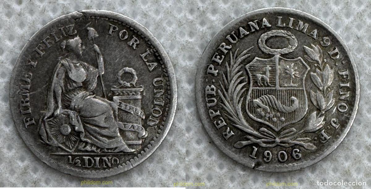 Monedas antiguas de Am&eacute;rica: 5552 PERU 1906 PER&Uacute; 1/2 DINERO 1906