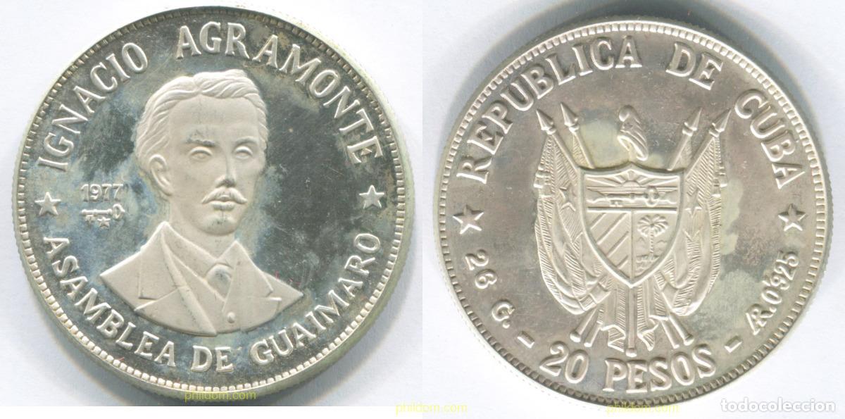Monedas antiguas de Am&eacute;rica: 3081 CUBA 1977 20 PESOS 1977 IGNACIO AGRAMONTE ASAMBLEA GUAIMARO