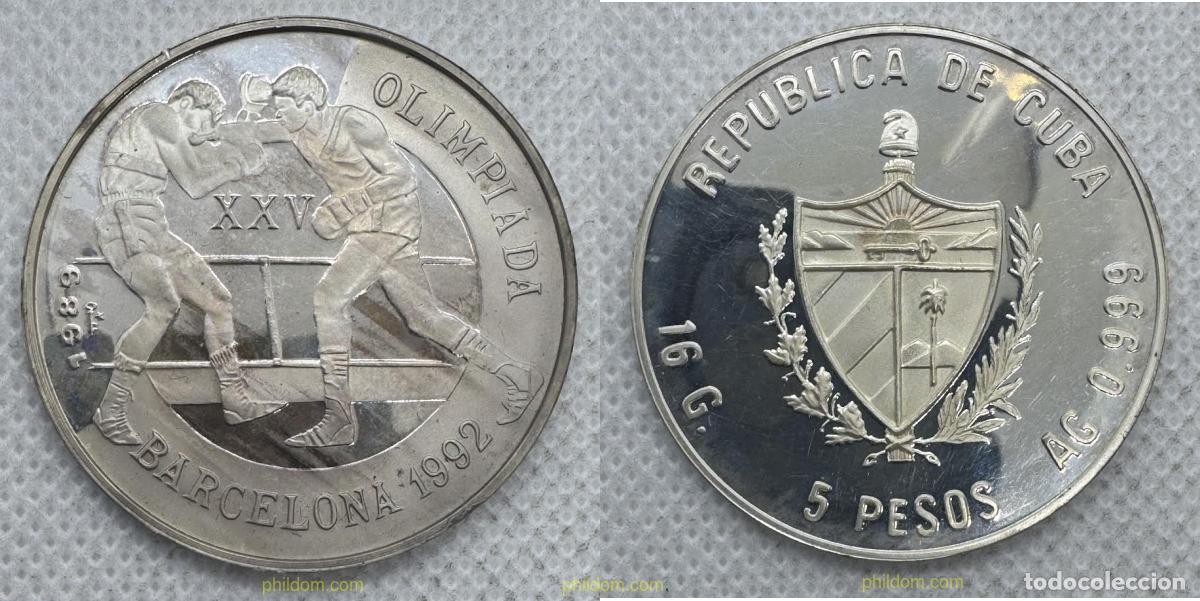 Monedas antiguas de Am&eacute;rica: 5561 CUBA 1989 CUBA 1989 OLIMPIC BARCELONA 1992 5 PESOS