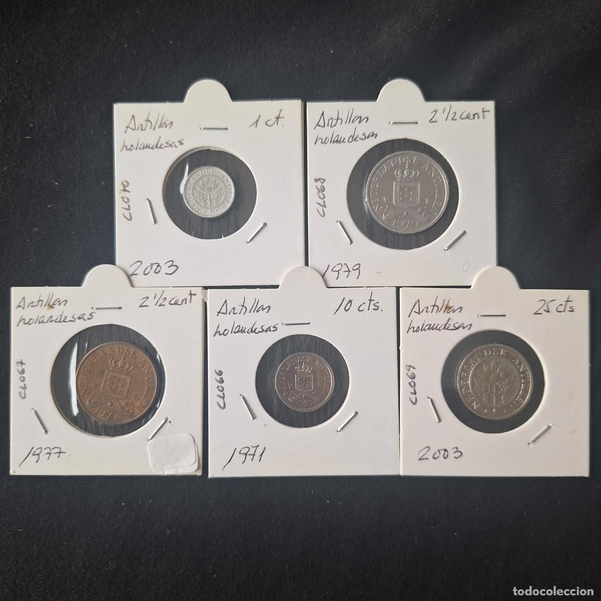 Alte M&uuml;nzen aus Amerika: Colonias. Antillas holandesas. 5 monedas