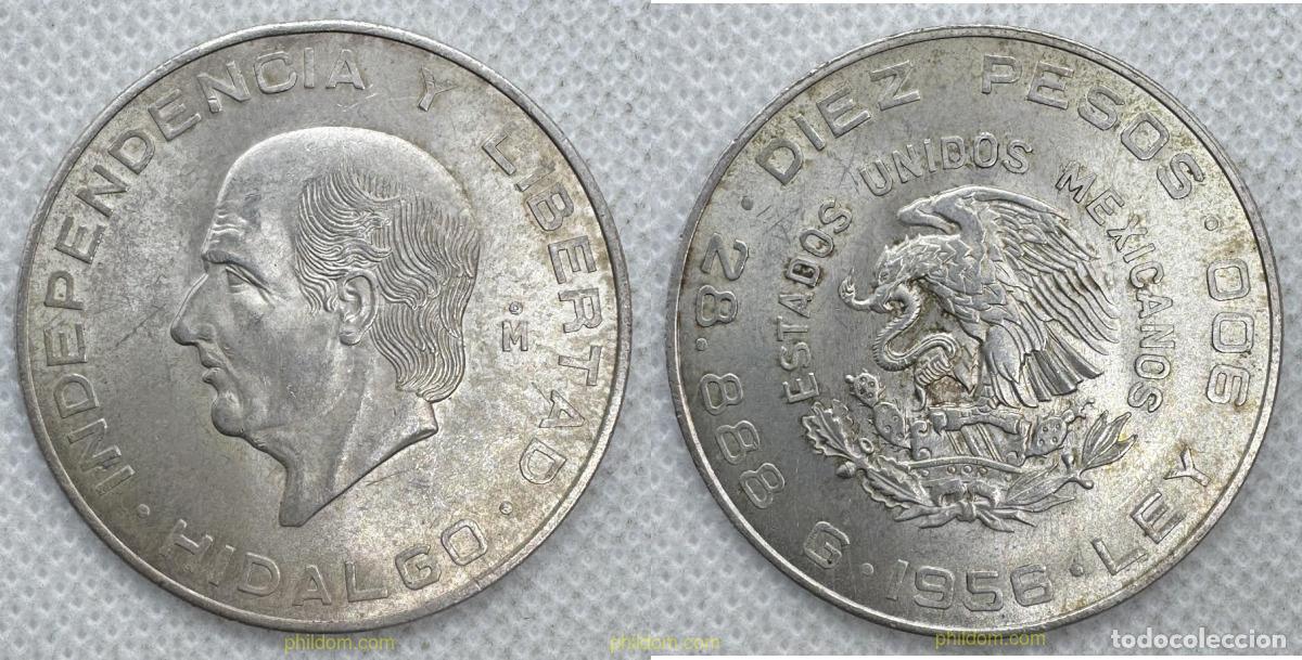 Monedas antiguas de Am&eacute;rica: 5590 MEXICO 1956 HIDALGO 1956 10 PESOS PLATA SILVER LEY 0.900 28,88 GR