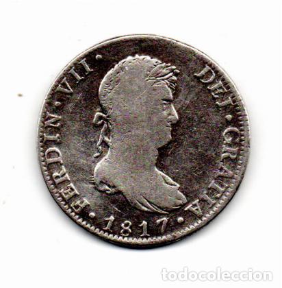 Monedas antiguas de Am&eacute;rica: M&Eacute;XICO 1817, 8 REALES, FERNANDO VII, KM-111, AG, 26,54 GR, 902/1000, BC; 2 FOTOS