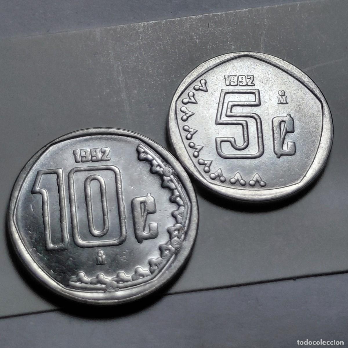 Monedas antiguas de Am&eacute;rica: MEXICO - 5 Centavos 1992 + 10 Centavos 1992