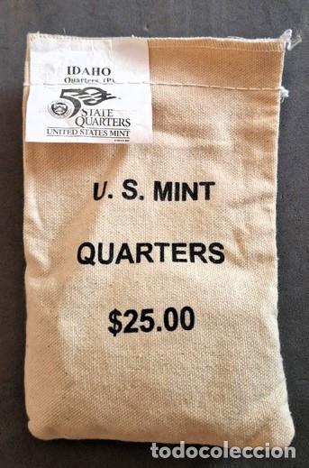 Monedas antiguas de Am&eacute;rica: Estados Unidos &frac14; d&oacute;lar, 2007 Estado Idaho, sacada de Bolsa original de tela del U.S. Mint Lote 2511