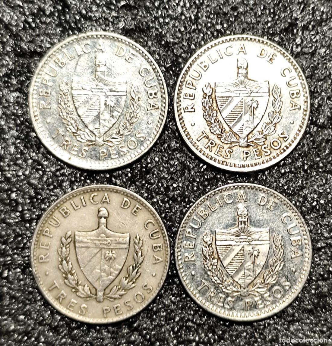 Alte M&uuml;nzen aus Amerika: Cuba 3 pesos, Serie Completa; 1990,1992,1995 y 2002, Ernesto &rdquo;Ch&eacute;&rdquo; Guevara. (4 monedas) Lote 2520