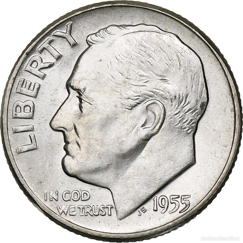 Monedas antiguas de Am&eacute;rica: [#369963] Estados Unidos, Dime, Roosevelt Dime, 1955, U.S. Mint, BU, Plata, SC, KM:195