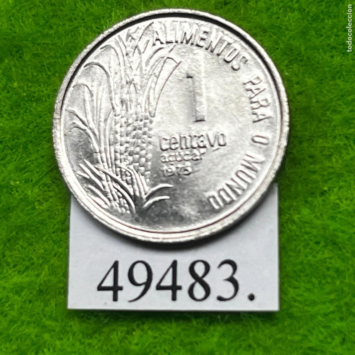 Monedas antiguas de Am&eacute;rica: Brasil 1 c&eacute;ntimo 1975, FAO, Alimentos para o Mundo