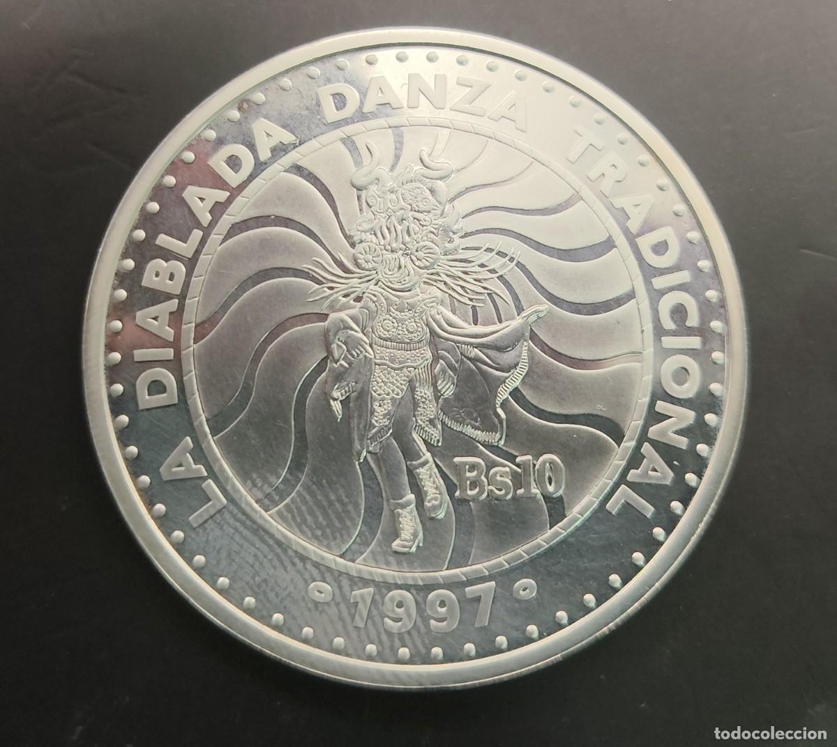 Monedas antiguas de Am&eacute;rica: BOLIVIA A&Ntilde;O 1997 , 10 BOLIVANOS PLATA (925 ) &rdquo; III ENCUENTRO ENTRE DOS MUNDOS &rdquo;