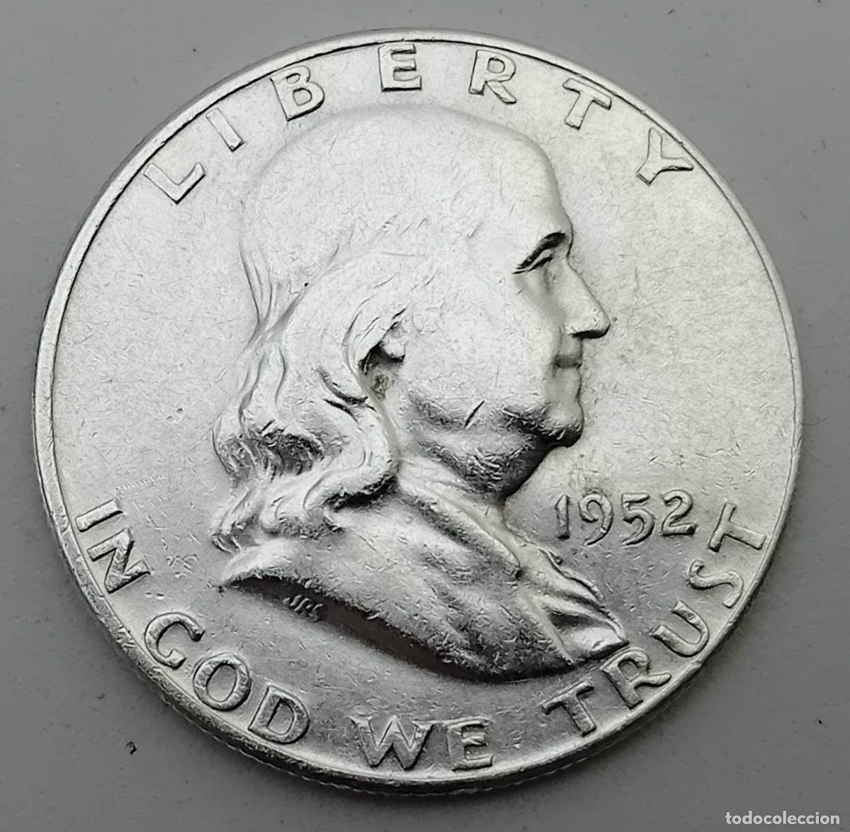 Moedas antigas da Am&eacute;rica: MONEDA DE MEDIO DOLAR PLATA LIBERTY FRANKLIN 1952. VER FOTOS Y DESCRIPCION