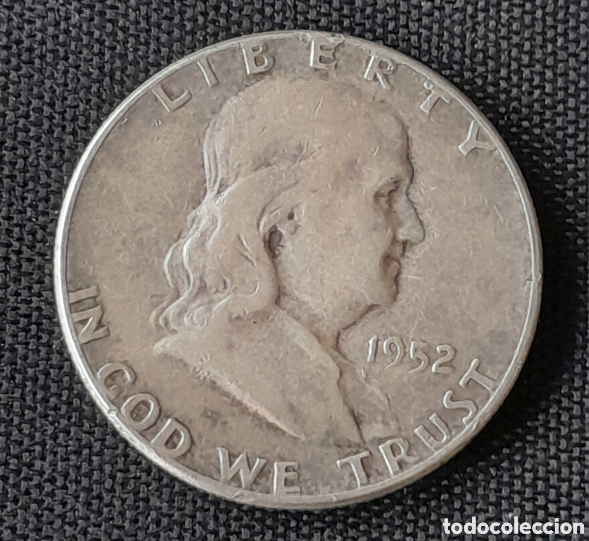 Monedas antiguas de Am&eacute;rica: Moneda plata medio dolar 1952 franklin