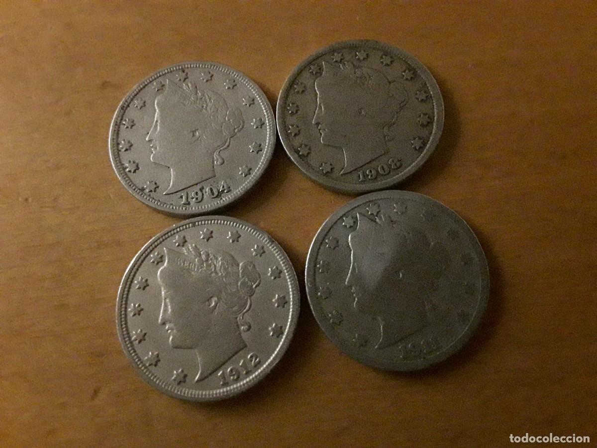 Old Coins of America: ESTADOS UNIDOS - LOTE 5 CENTS A&Ntilde;O 1904 + 1908 + 1911 + 1912.