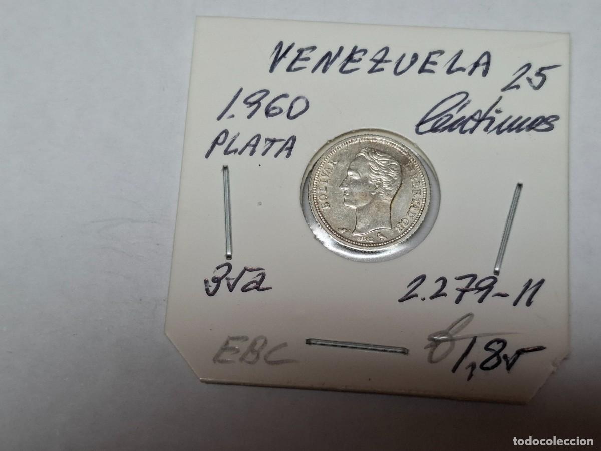 Monedas antiguas de Am&eacute;rica: 25 CENTIMOS de PLATA de 1960 KM 35a VENEZUELA en EBC
