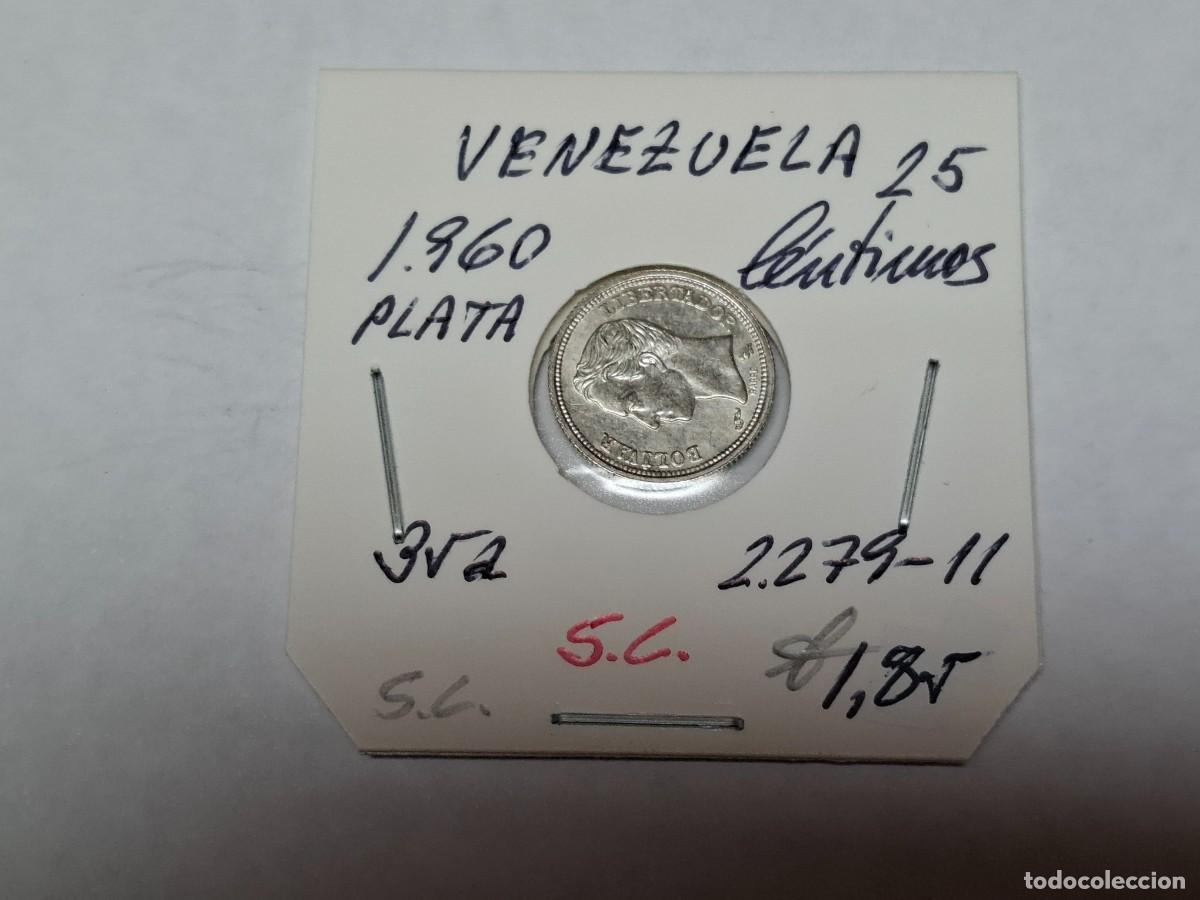Monedas antiguas de Am&eacute;rica: 25 CENTIMOS de PLATA de 1960 KM 35a VENEZUELA en EBC