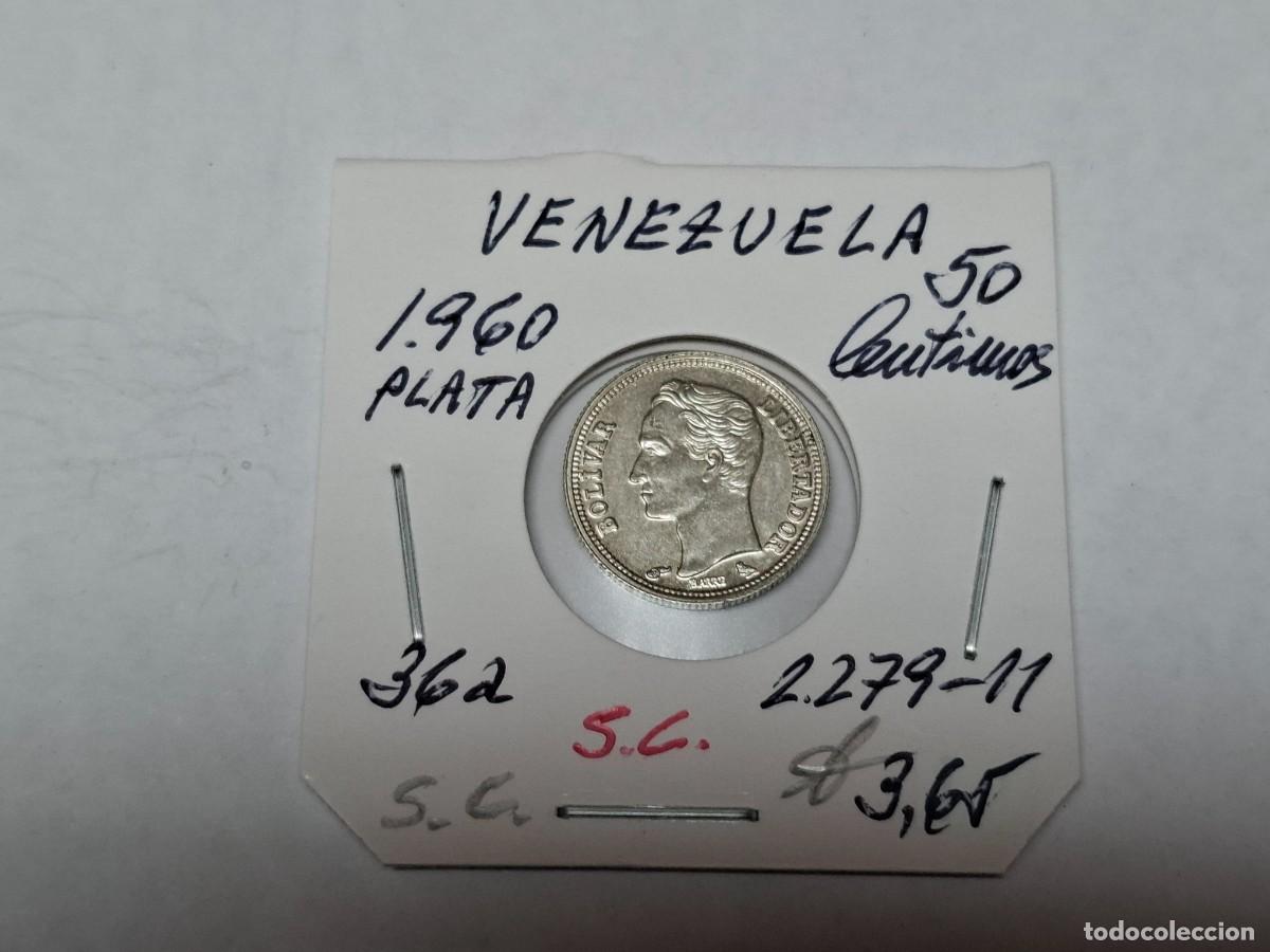 Monedas antiguas de Am&eacute;rica: 50 CENTIMOS de PLATA de 1960 KM 36a VENEZUELA en SIN CIRCULAR