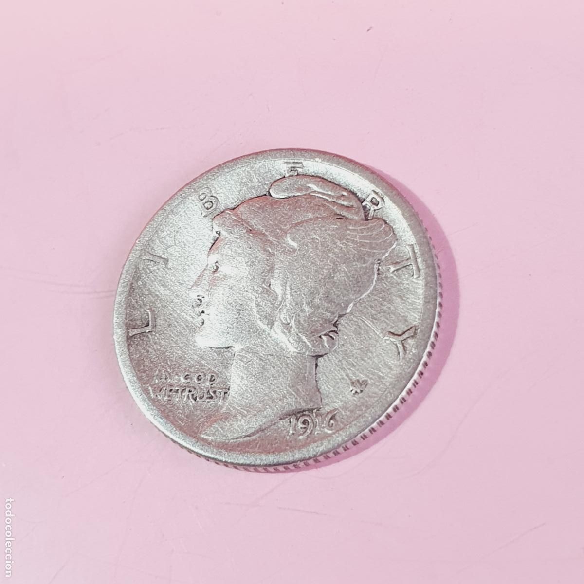 Monedas antiguas de Am&eacute;rica: MONEDA-U.S.A.-ONE DIME-1916-MERCURY DIME-90% PLATA-EXCELENTE-VER FOTOGRAF&Iacute;AS.