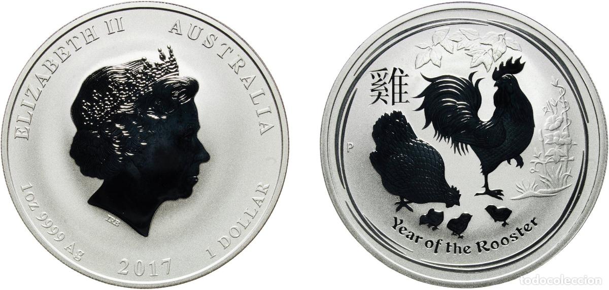 Monedas antiguas de Am&eacute;rica: Australia Commonwealth 2017 P 1 Dollar - Elizabeth II (4th Portrait - Year of the Rooster - Silver