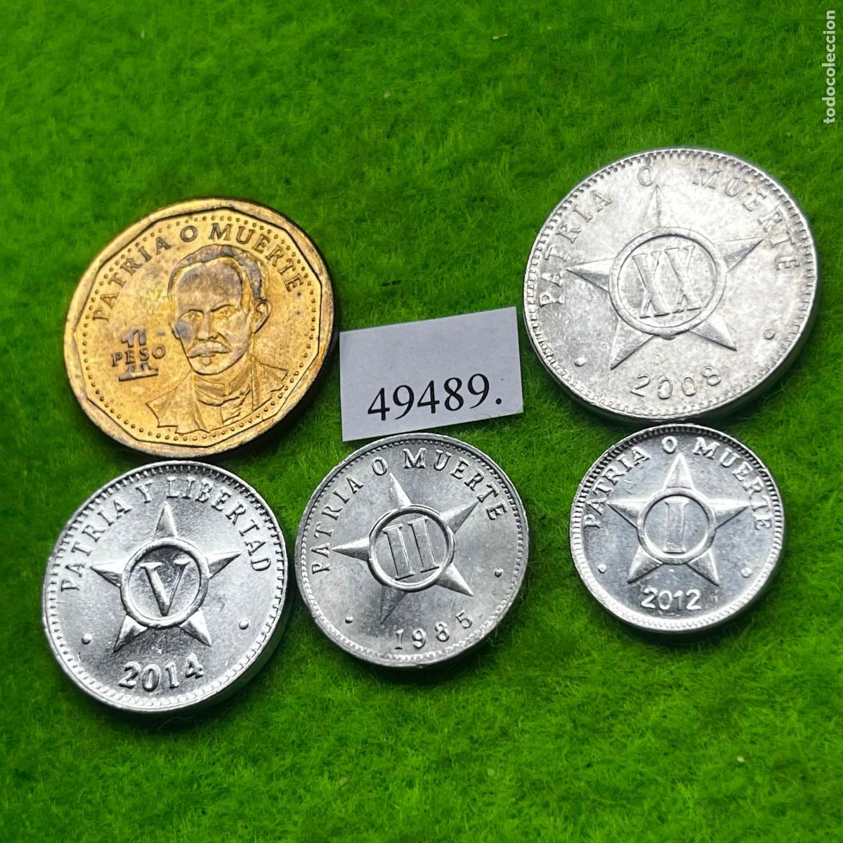 Monedas antiguas de Am&eacute;rica: Cuba lote 5 monedas, 1, 2, 5, 20 centavos y 1 peso 1985-2014, 49489