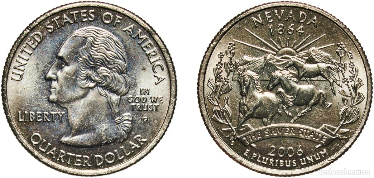 Monedas antiguas de Am&eacute;rica: United States Federal republic 2006 P &frac14; Dollar &rdquo;Washington Quarter&rdquo; (Nevada) Copper-nickel clad cop