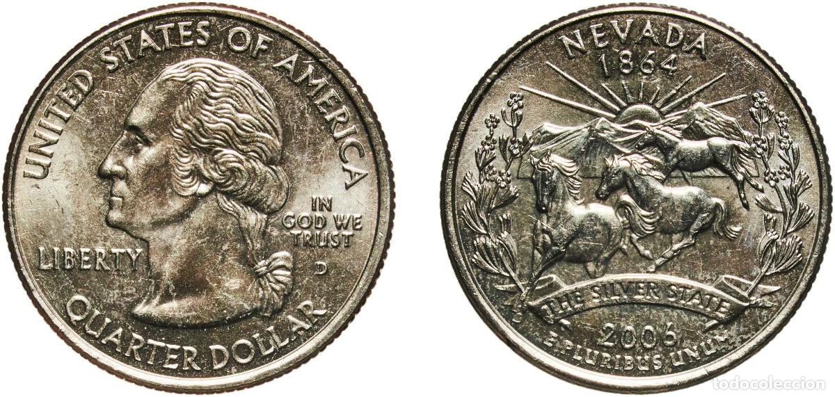 Monedas antiguas de Am&eacute;rica: United States Federal republic 2006 D &frac14; Dollar &rdquo;Washington Quarter&rdquo; (Nevada) Copper-nickel clad cop
