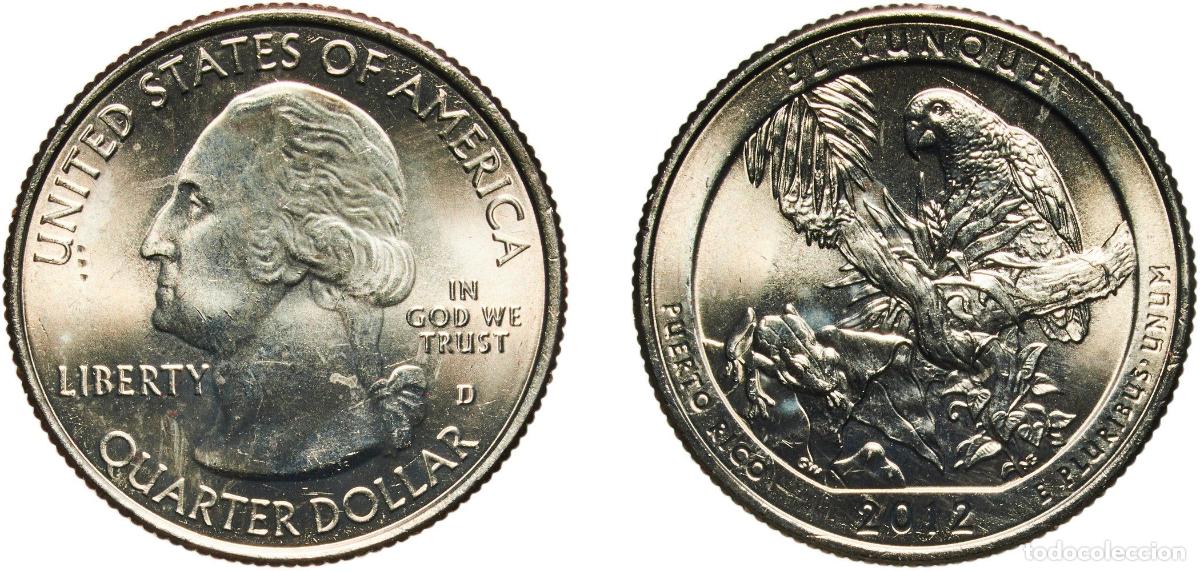 Monedas antiguas de Am&eacute;rica: United States Federal republic 2012 D &frac14; Dollar &rdquo;Washington Quarter&rdquo; (El Yunque National Forest, Pue