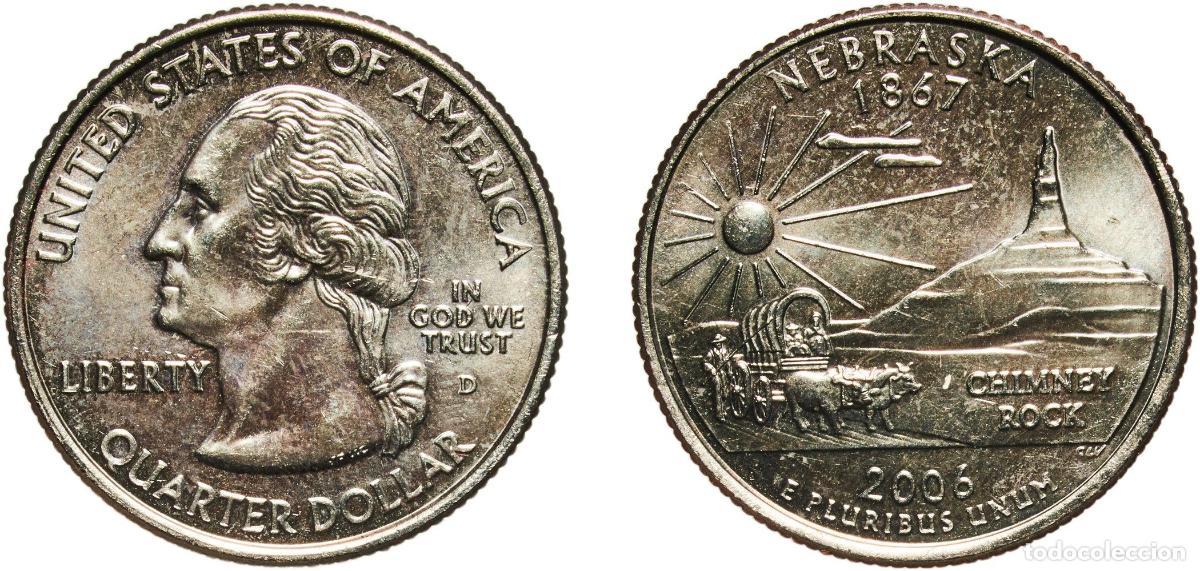 Monedas antiguas de Am&eacute;rica: United States Federal republic 2006 D &frac14; Dollar &rdquo;Washington Quarter&rdquo; (Nebraska) Copper-nickel clad c