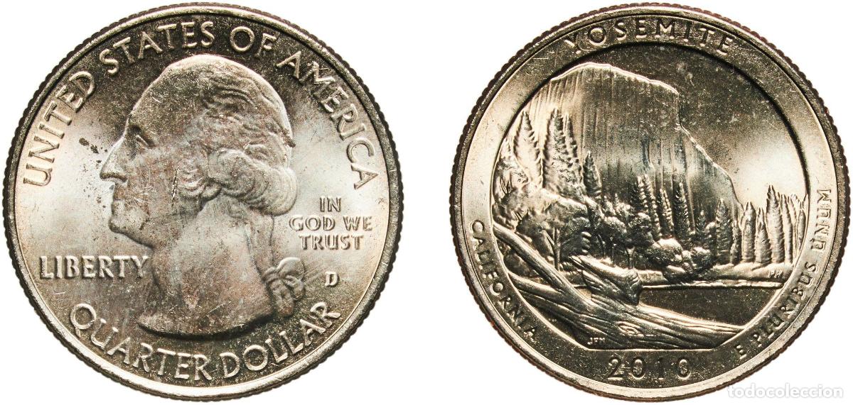 Monedas antiguas de Am&eacute;rica: United States Federal republic 2010 D &frac14; Dollar &rdquo;Washington Quarter&rdquo; (Yosemite, California) Copper-n