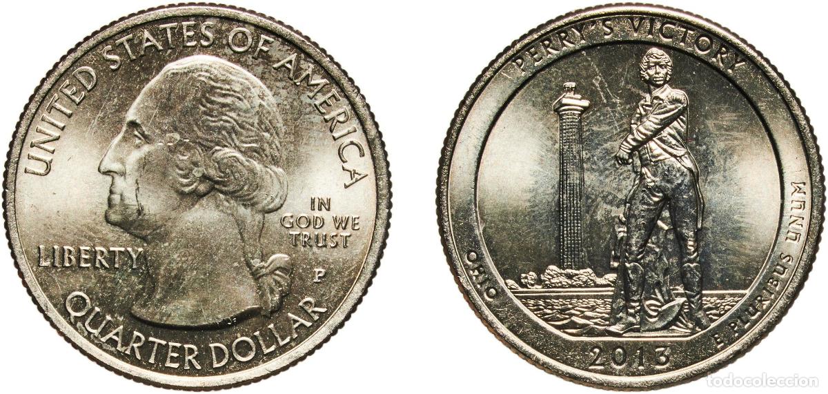 Monedas antiguas de Am&eacute;rica: United States Federal republic 2013 P &frac14; Dollar &rdquo;Washington Quarter&rdquo; (Perry's Victory, Ohio) Copper-