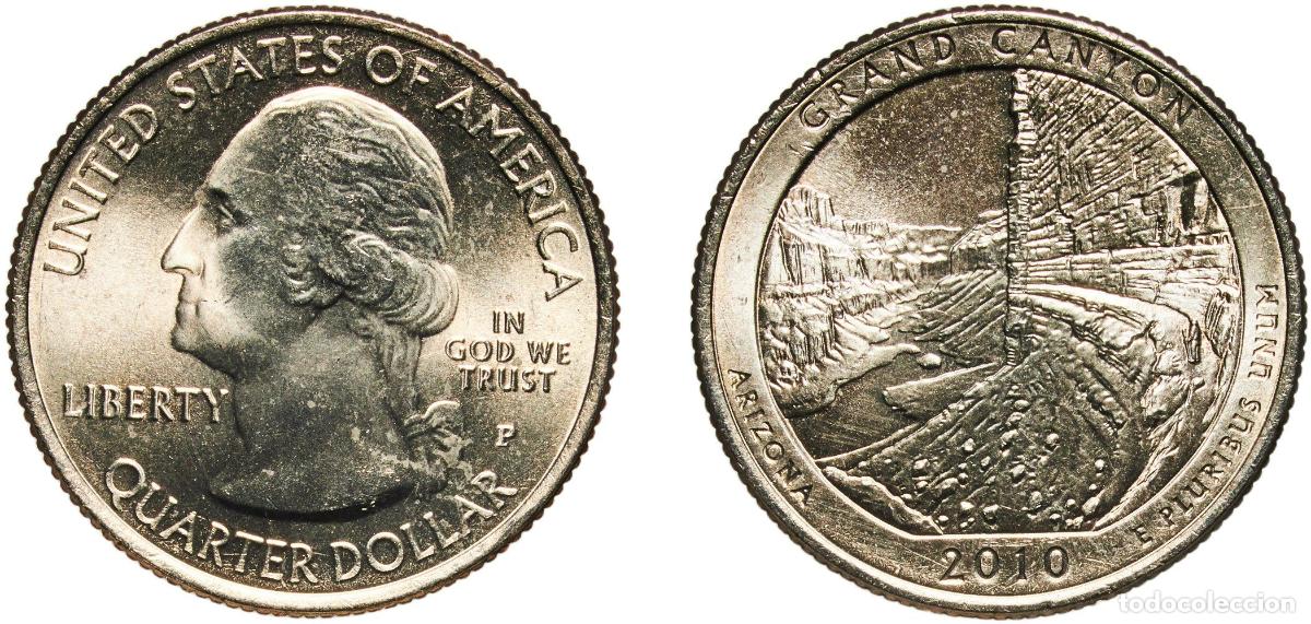 Monedas antiguas de Am&eacute;rica: United States Federal republic 2010 P &frac14; Dollar &rdquo;Washington Quarter&rdquo; (Grand Canyon, Arizona) Copper-
