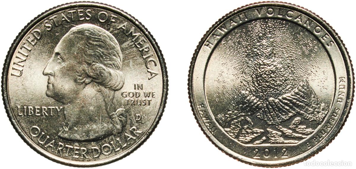 Monedas antiguas de Am&eacute;rica: United States Federal republic 2012 &frac14; Dollar &rdquo;Washington Quarter&rdquo; (Hawai'i Volcanoes National Park