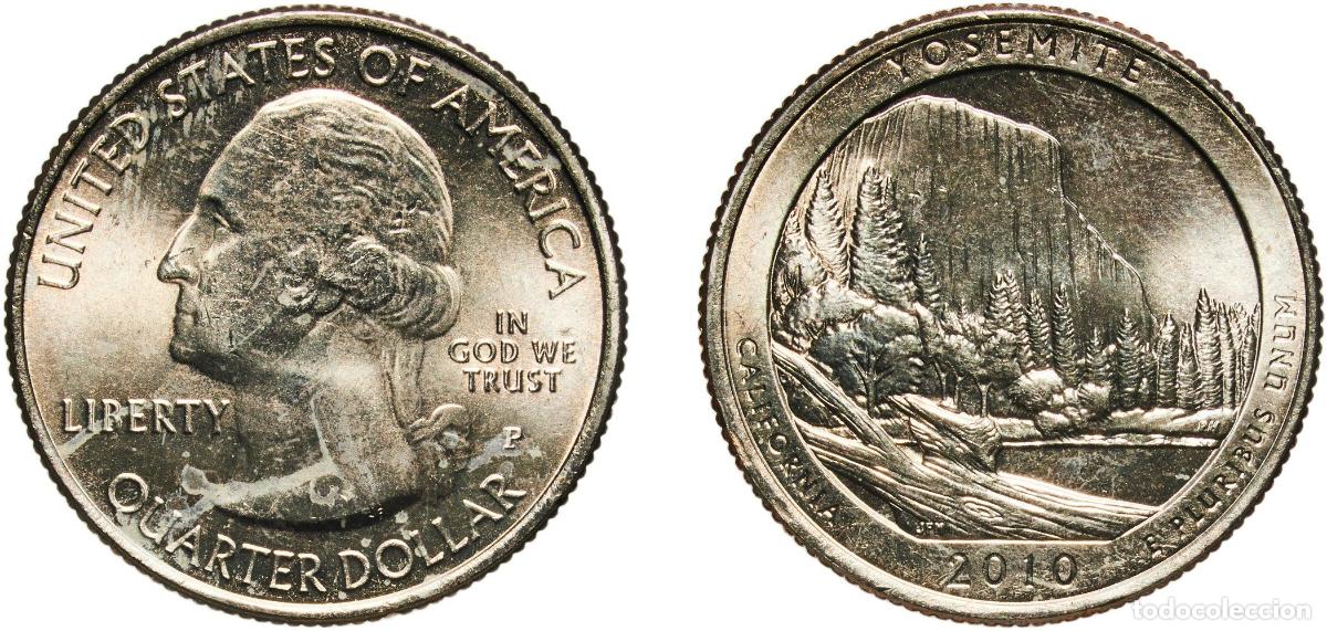 Monedas antiguas de Am&eacute;rica: United States Federal republic 2010 P &frac14; Dollar &rdquo;Washington Quarter&rdquo; (Yosemite, California) Copper-n