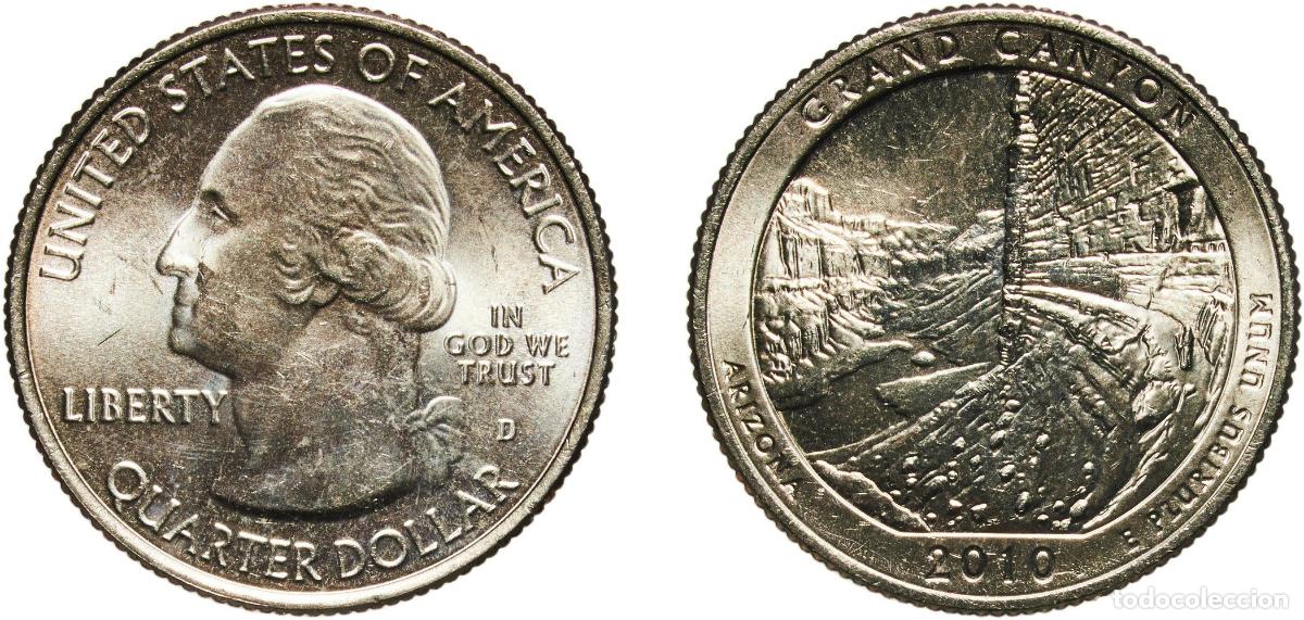Monedas antiguas de Am&eacute;rica: United States Federal republic 2010 D &frac14; Dollar &rdquo;Washington Quarter&rdquo; (Grand Canyon, Arizona) Copper-