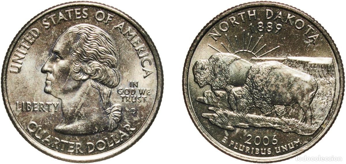Monedas antiguas de Am&eacute;rica: United States Federal republic 2006 D &frac14; Dollar &rdquo;Washington Quarter&rdquo; (North Dakota) Copper-nickel cl