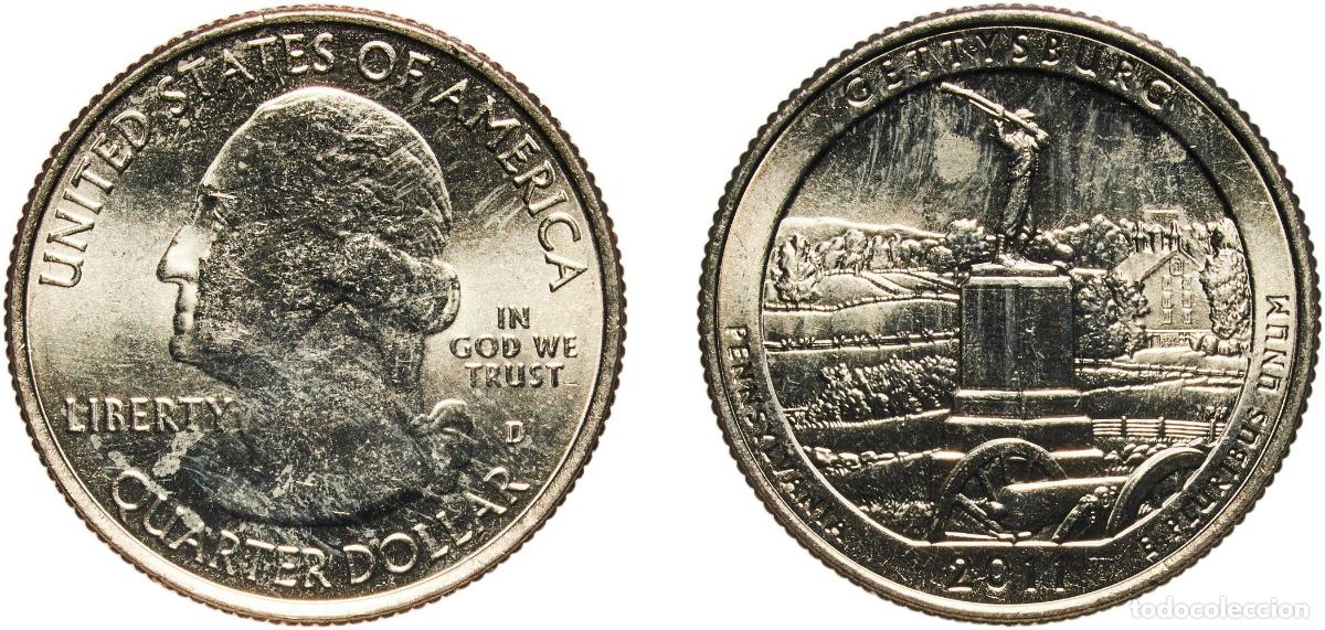 Monedas antiguas de Am&eacute;rica: United States Federal republic 2011 D &frac14; Dollar &rdquo;Washington Quarter&rdquo; (Gettysburg National Military P