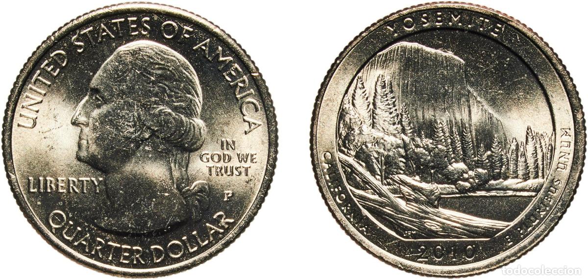 Monedas antiguas de Am&eacute;rica: United States Federal republic 2010 P &frac14; Dollar &rdquo;Washington Quarter&rdquo; (Yosemite, California) Copper-n