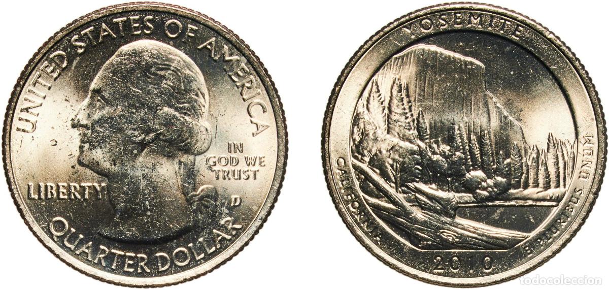Monedas antiguas de Am&eacute;rica: United States Federal republic 2010 &frac14; Dollar &rdquo;Washington Quarter&rdquo; (Yosemite National Park - Silver