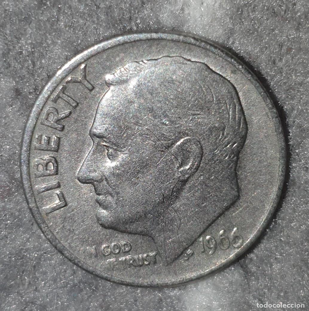 Monedas antiguas de Am&eacute;rica: USA Roosevelt Dime 1966 &ndash; 10 Cents &ndash; Moeda Americana