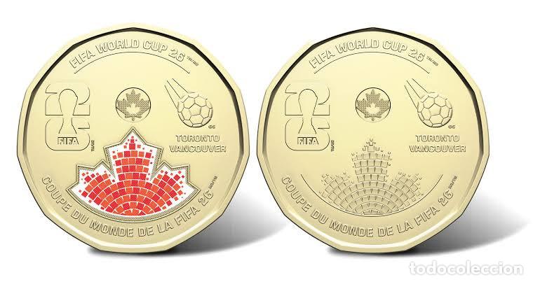 Monedas antiguas de Am&eacute;rica: 1 dollar CANADA 2026 Copa Mundial de la FIFA 2026 2 monedas