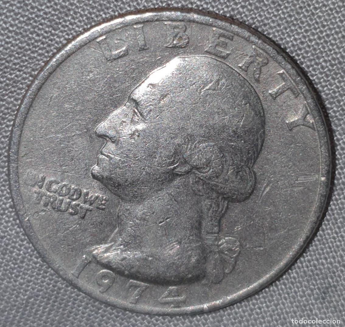 Monedas antiguas de Am&eacute;rica: EUA Quarter Dollar 1974 &ndash; George Washington &ndash; 25 Cents