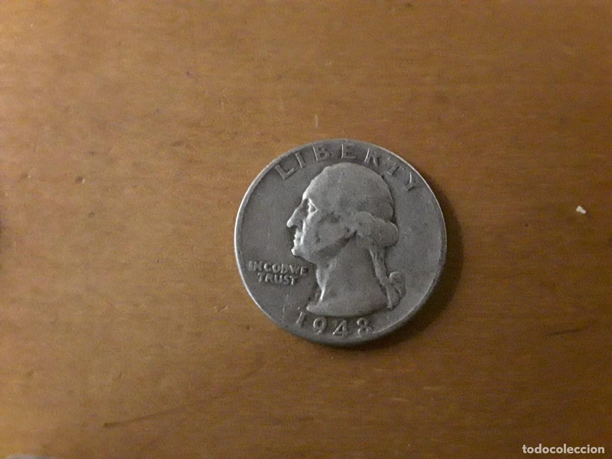 Monnaies anciennes d'Am&eacute;rique: ESTADOS UNIDOS - QUARTER DOLAR DE PLATA A&Ntilde;O 1948.