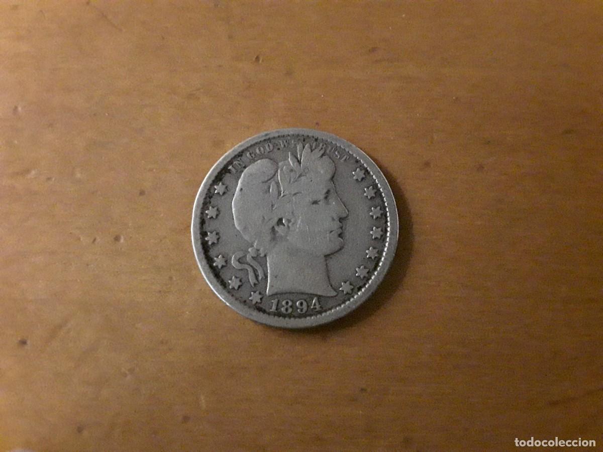 Monnaies anciennes d'Am&eacute;rique: ESTADOS UNIDOS - QUARTER DOLAR DE PLATA A&Ntilde;O 1894.