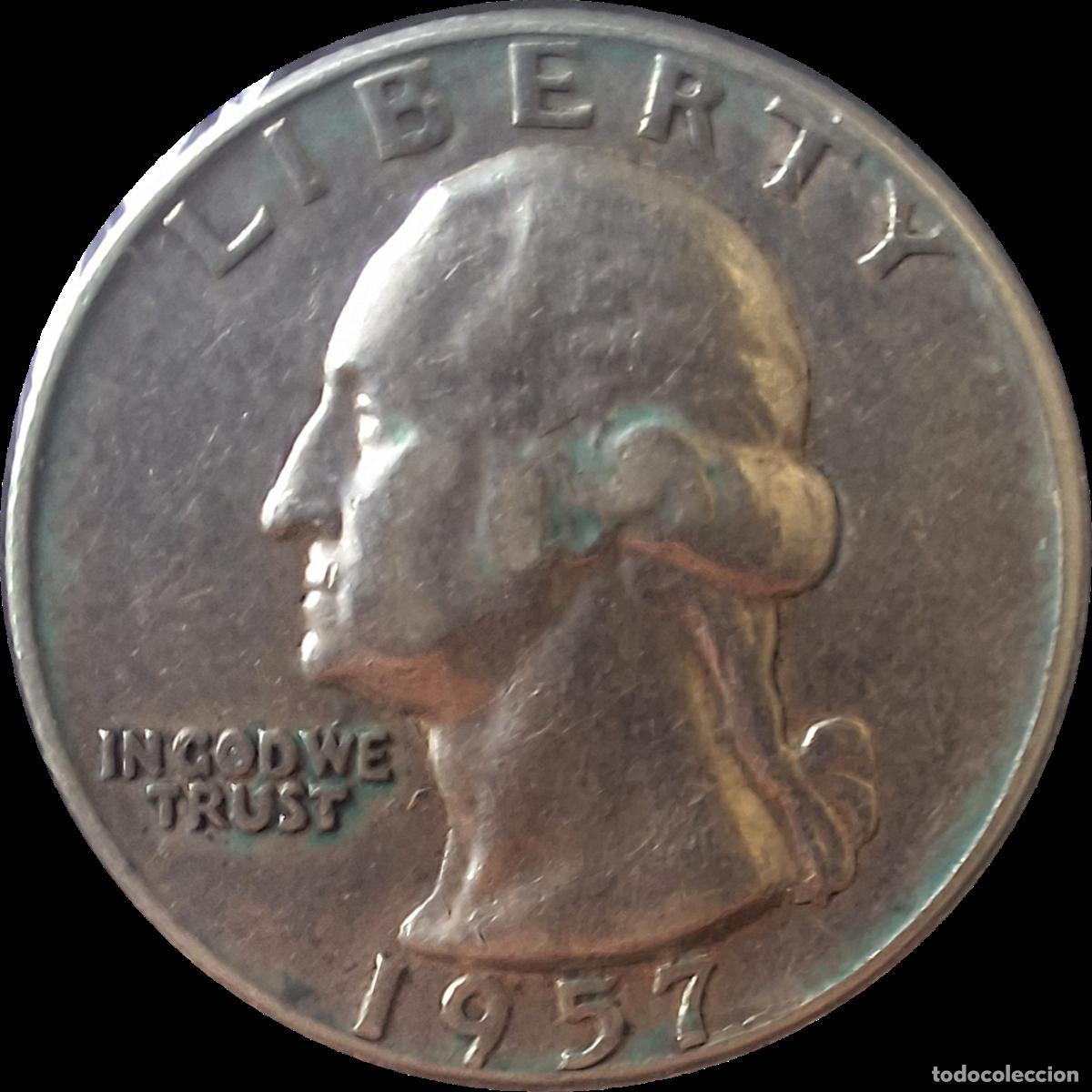 Old Coins of America: PLATA. Estados Unidos. 1/4 dolar 1957 sin ceca
