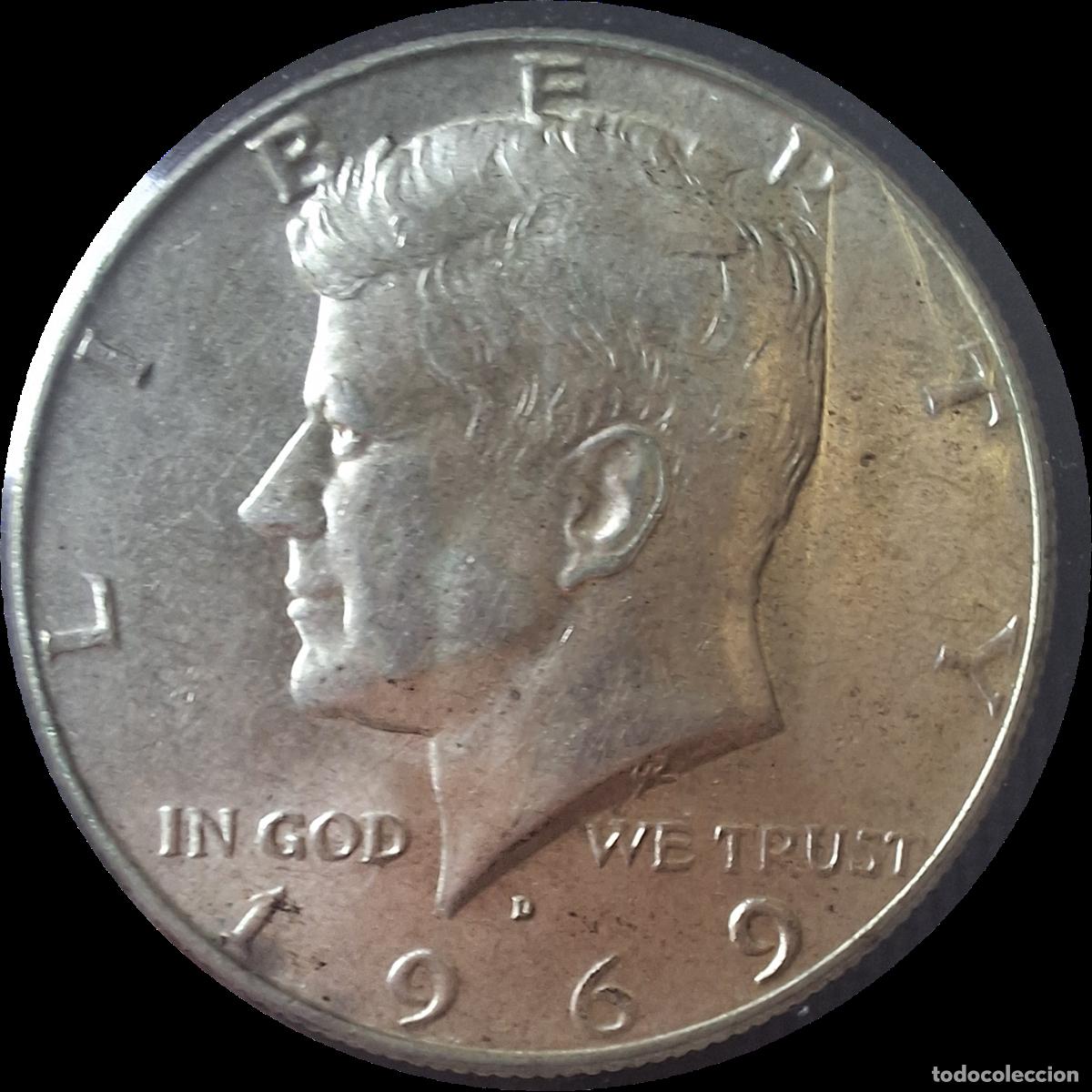 Old Coins of America: PLATA. Estados Unidos. 1/2 d&oacute;lar 1969 D. Kennedy