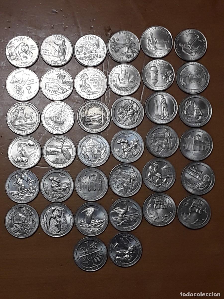 Old Coins of America: ESTADOS UNIDOS - LOTE 38 MONEDAS QUARTER DOLAR DIFERENTES ENTRE A&Ntilde;OS 2000 Y 2007.
