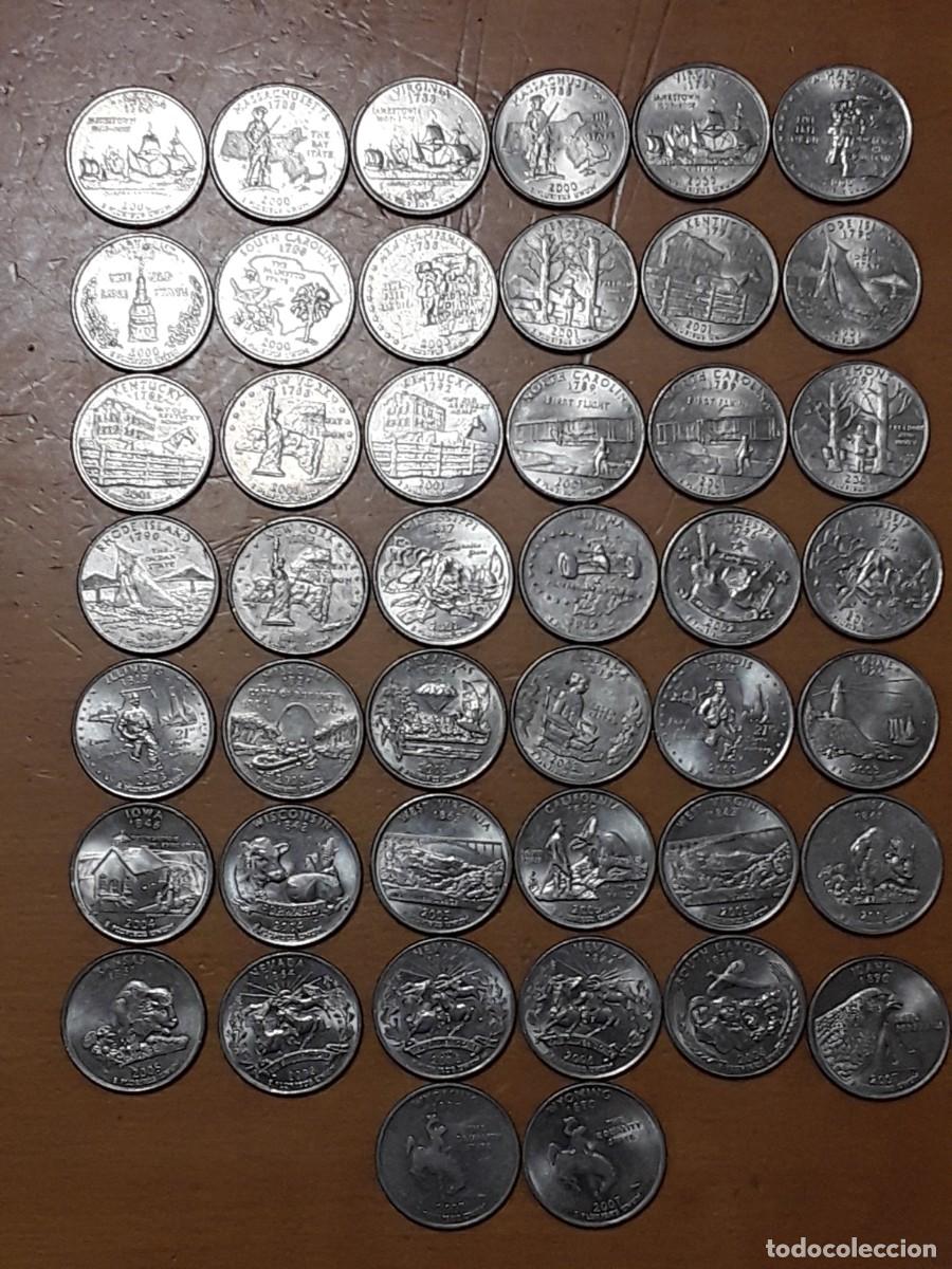 Old Coins of America: ESTADOS UNIDOS - LOTE 44 MONEDAS QUARTER DOLAR DIFERENTES ENTRE A&Ntilde;OS 2008 Y 2021.