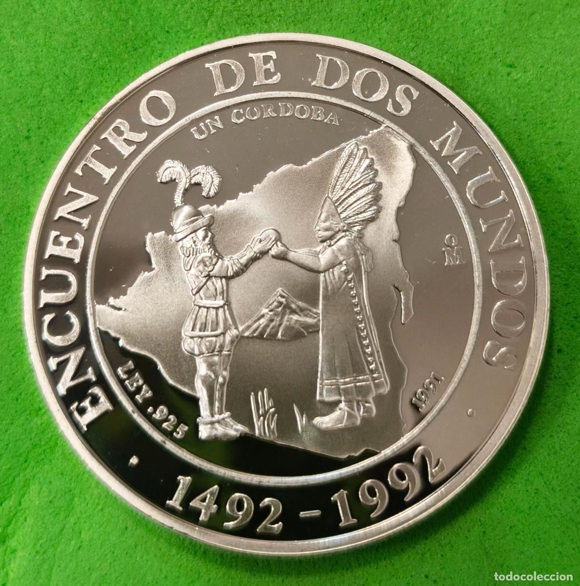 Monedas antiguas de Am&eacute;rica: NICARAGUA. A&Ntilde;O 1991. 1 CORDOBA PLATA (925). PESO 27 GR