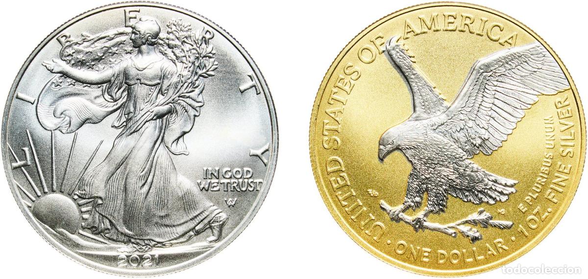 Monedas antiguas de Am&eacute;rica: United States Federal republic 2021 W 1 Dollar &rdquo;American Silver Eagle&rdquo; New Reverse (Bullion Coin) S